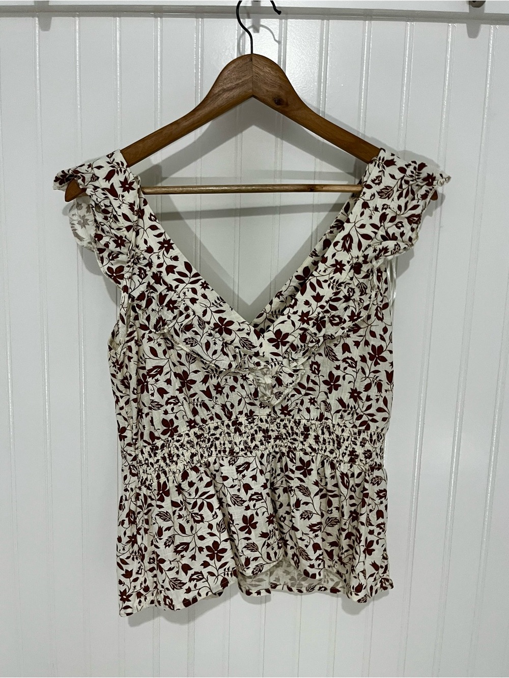 Old Navy Cream Camisole with Brown Floral Print